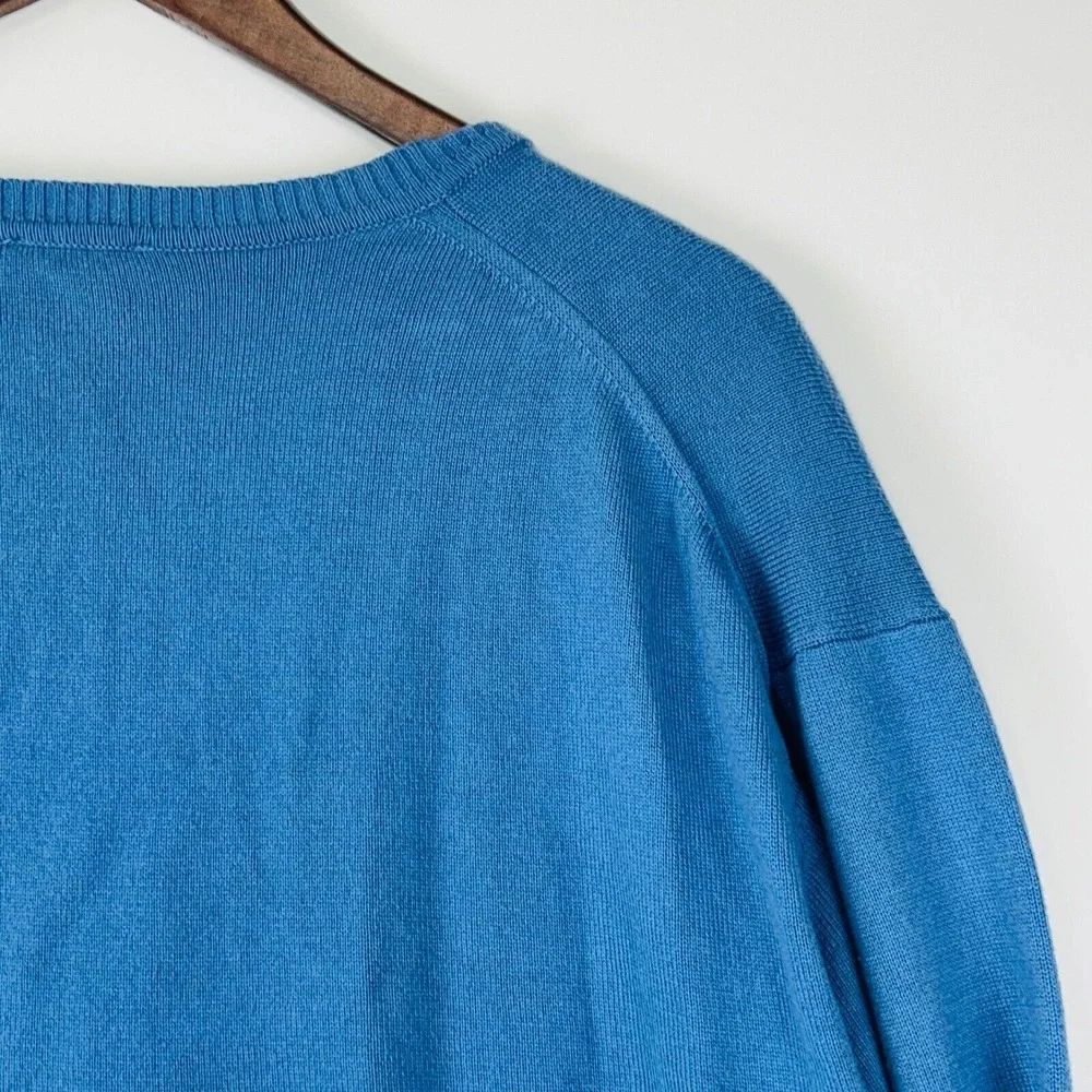 Jos. A. Bank V Neck Sweater Size XXL Blue 100% Pima‎ Cotton Ribbed